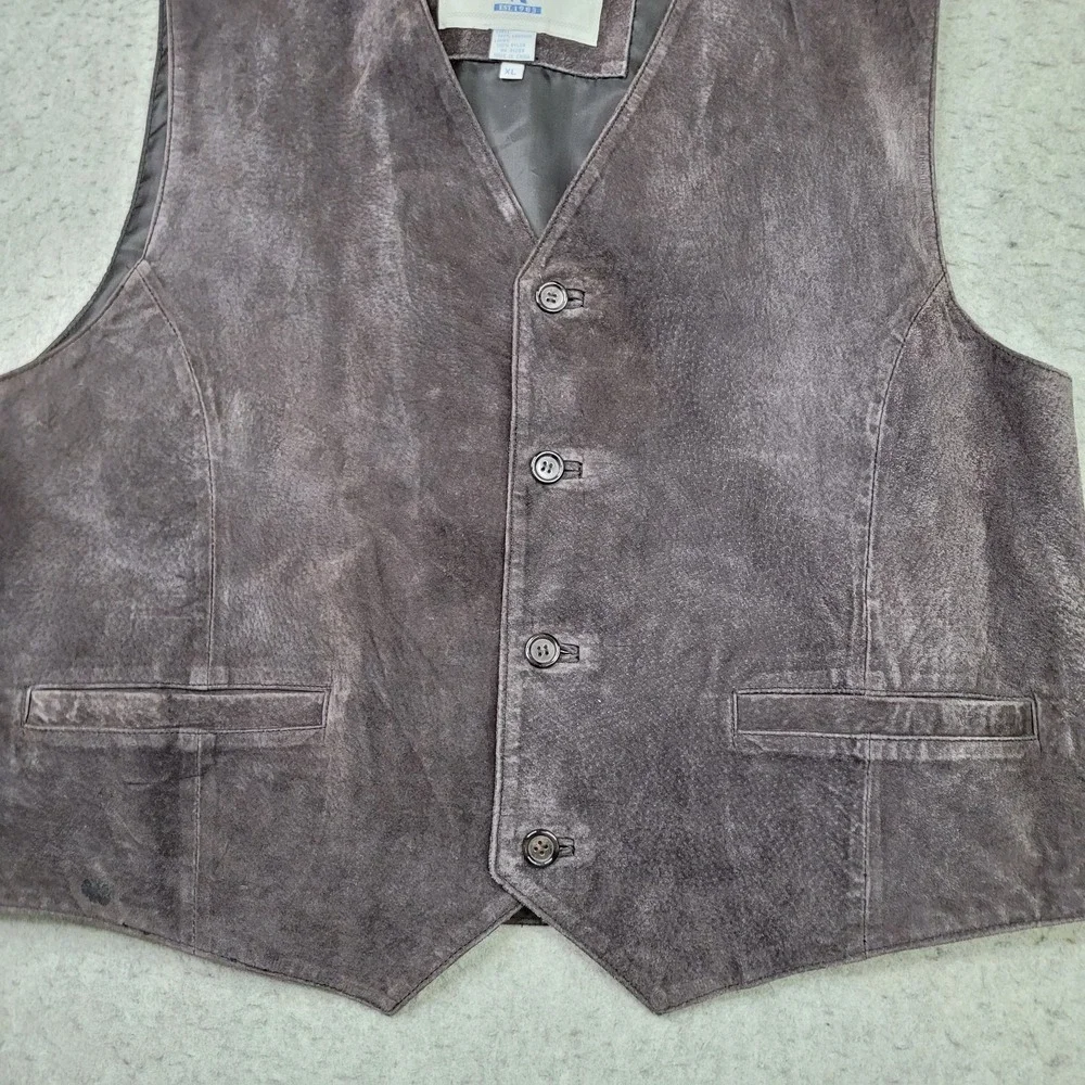 Vintage River Trader Vest Mens XL Brown Suede Leather Western Rancher‎ Cowboy